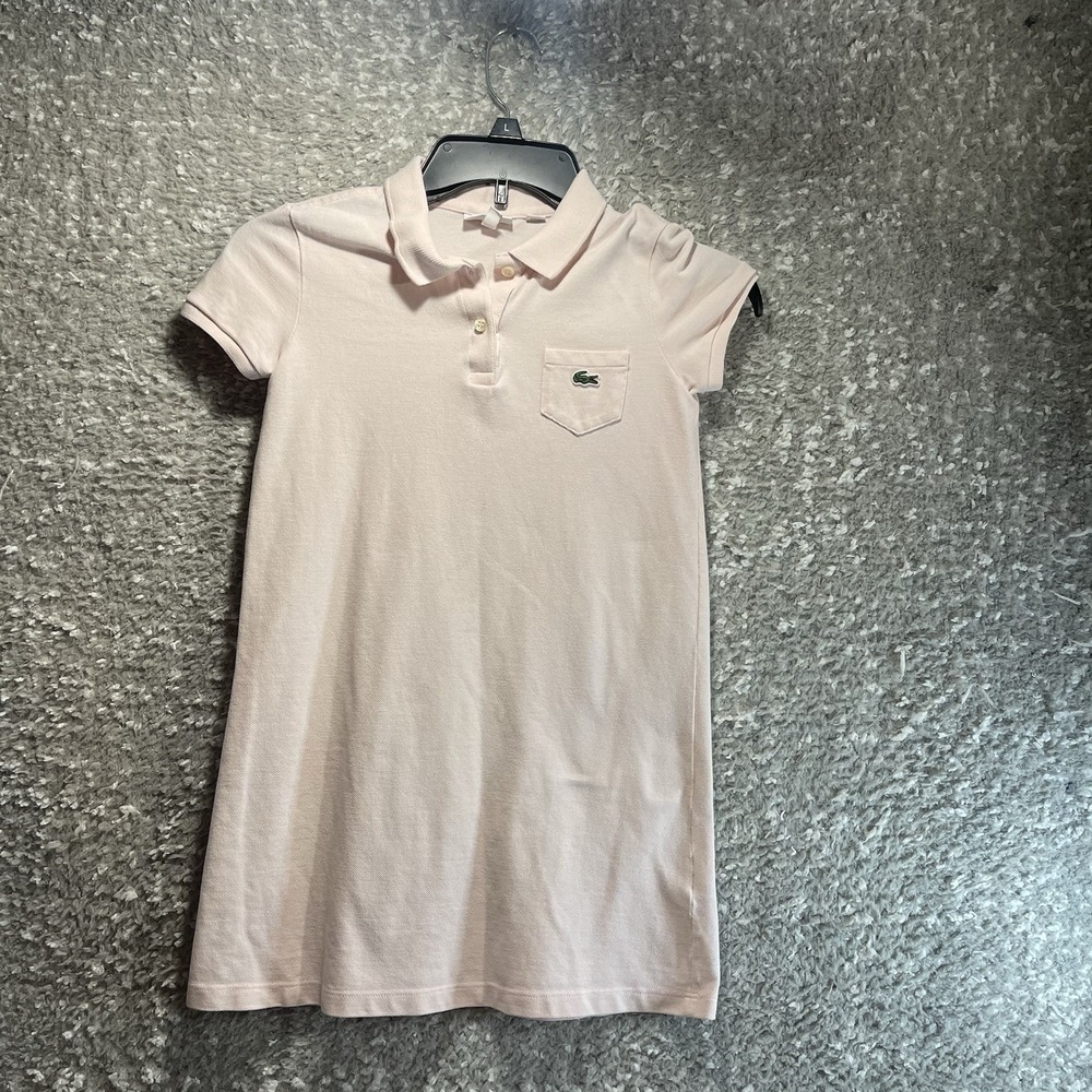 LACOSTE Girls Polo Dress Size 10 Pink Preppy Cotton READ‎